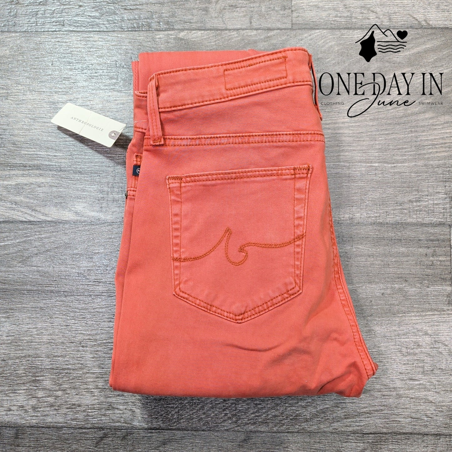 AG Adriano Goldschmied High Rise Abbey Ankle Orange Super Skinny NWT Size 0 (25)