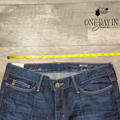 Eddie Bauer Modern Slim Straight Jeans Dark Wash Stretch Denim NWT Size 12