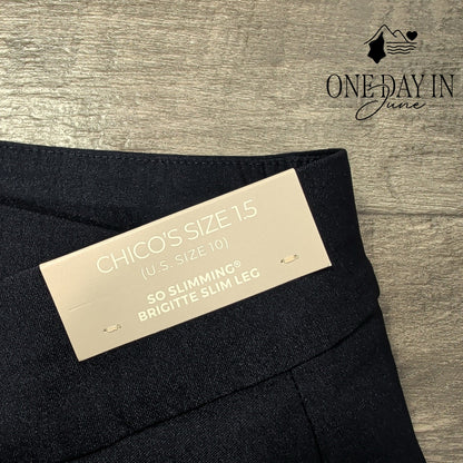 Chico's So Slimming Brigitte Slim Crop Pants Navy Blue Stretch NWT Size 10