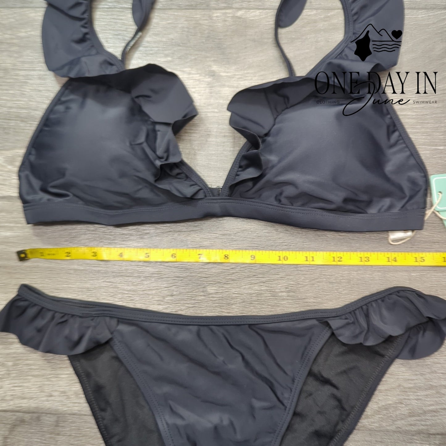Shekini Ruffle Shoulder Bikini Swimsuit Size L