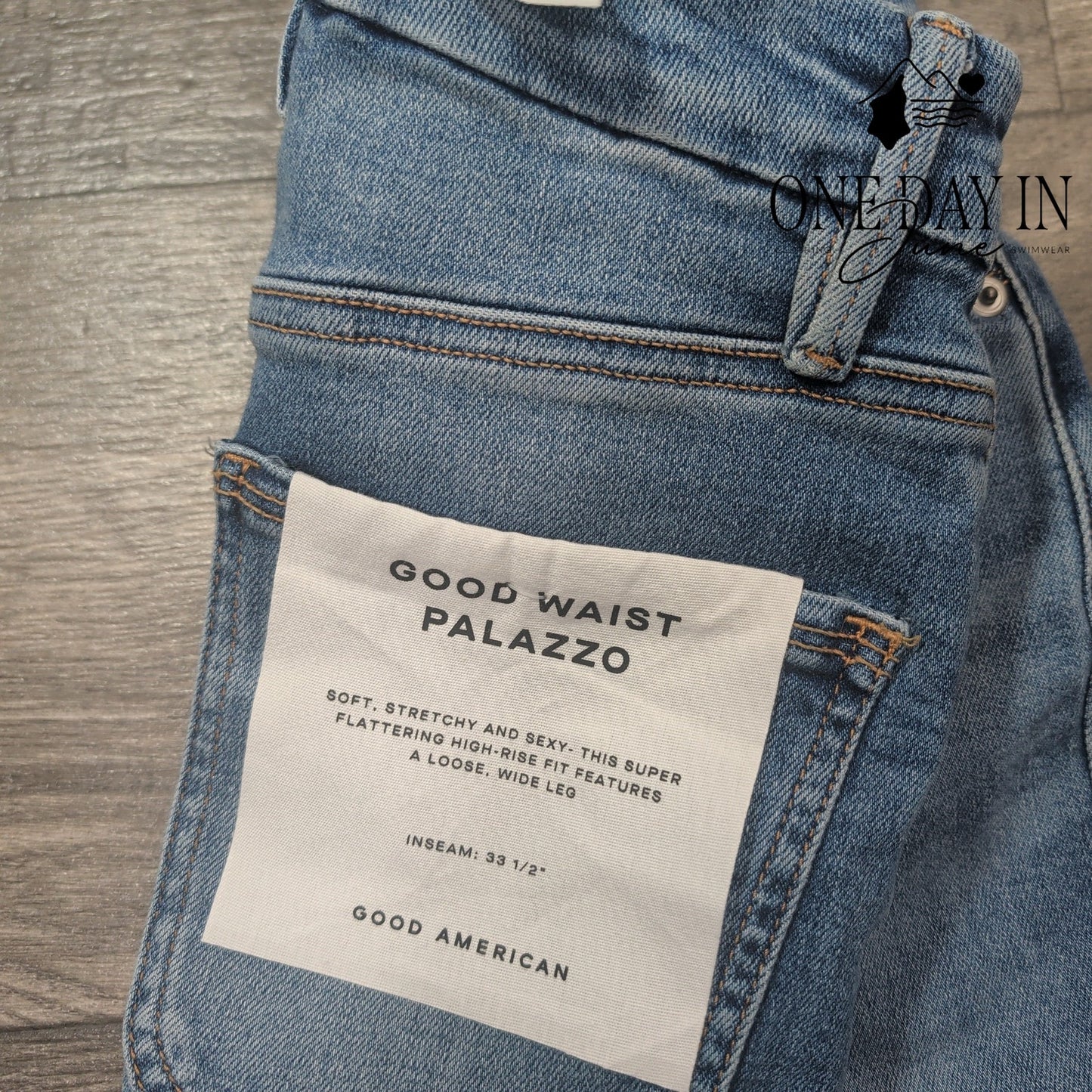 Good American Good Waist Palazzo Jeans High Rise Wide Leg NWT Size 0 (25)