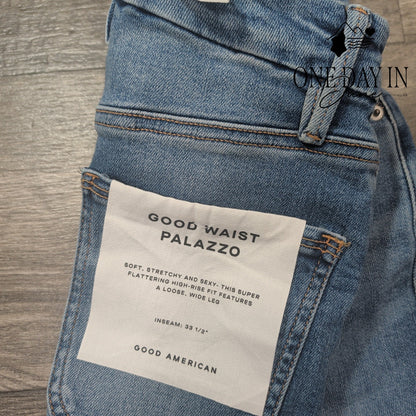 Good American Good Waist Palazzo Jeans High Rise Wide Leg NWT Size 0 (25)