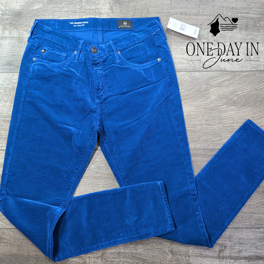 AG Adriano Goldschmied The Legging Ankle Blue Velveteen Jeans NWT Size 4 (27)