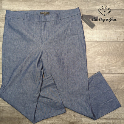 Banana Republic Sloan Fit Cropped Flare Pants Blue Stretch NWT Size 14