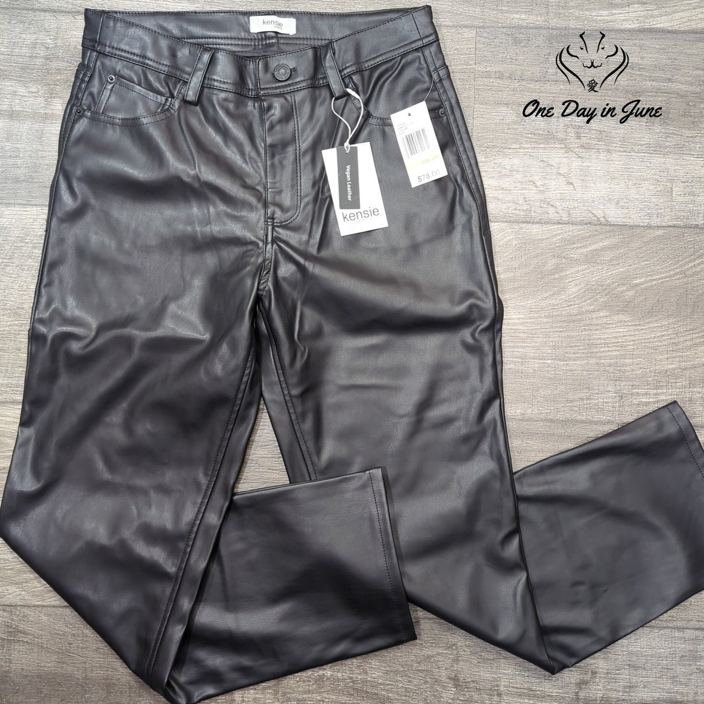 Kensie Jeans Vegan Leather Straight Leg Pants Size 4
