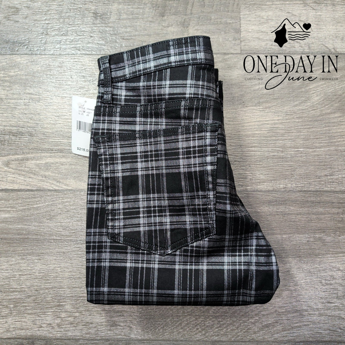 AG Adriano Goldschmied Farrah High Rise Skinny Jeans Black Plaid NWT Size 2 (26)