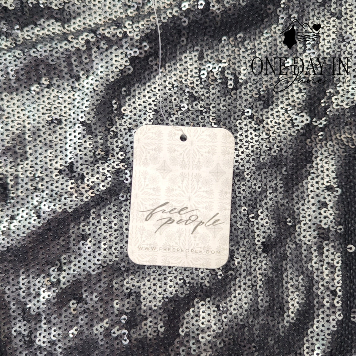 Free People Manuka Sequin Mini Dress Gunmetal Silver NWT $168 Size M