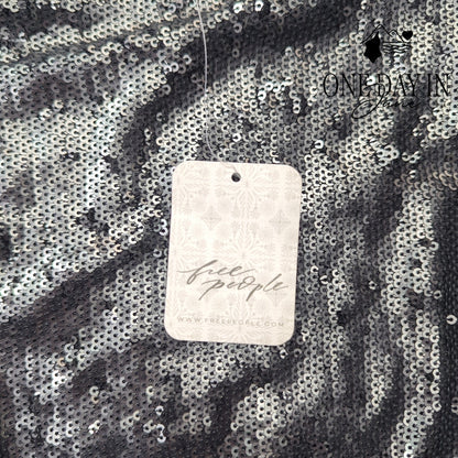 Free People Manuka Sequin Mini Dress Gunmetal Silver NWT $168 Size M