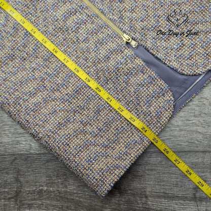 J.Crew Sparkle Tweed Pencil Skirt Purple Gold Metallic Front Zip NWT Size 4