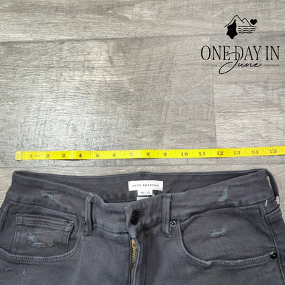 Good American Good Waist High Rise Skinny Distressed Jeans Black NWT Size 12