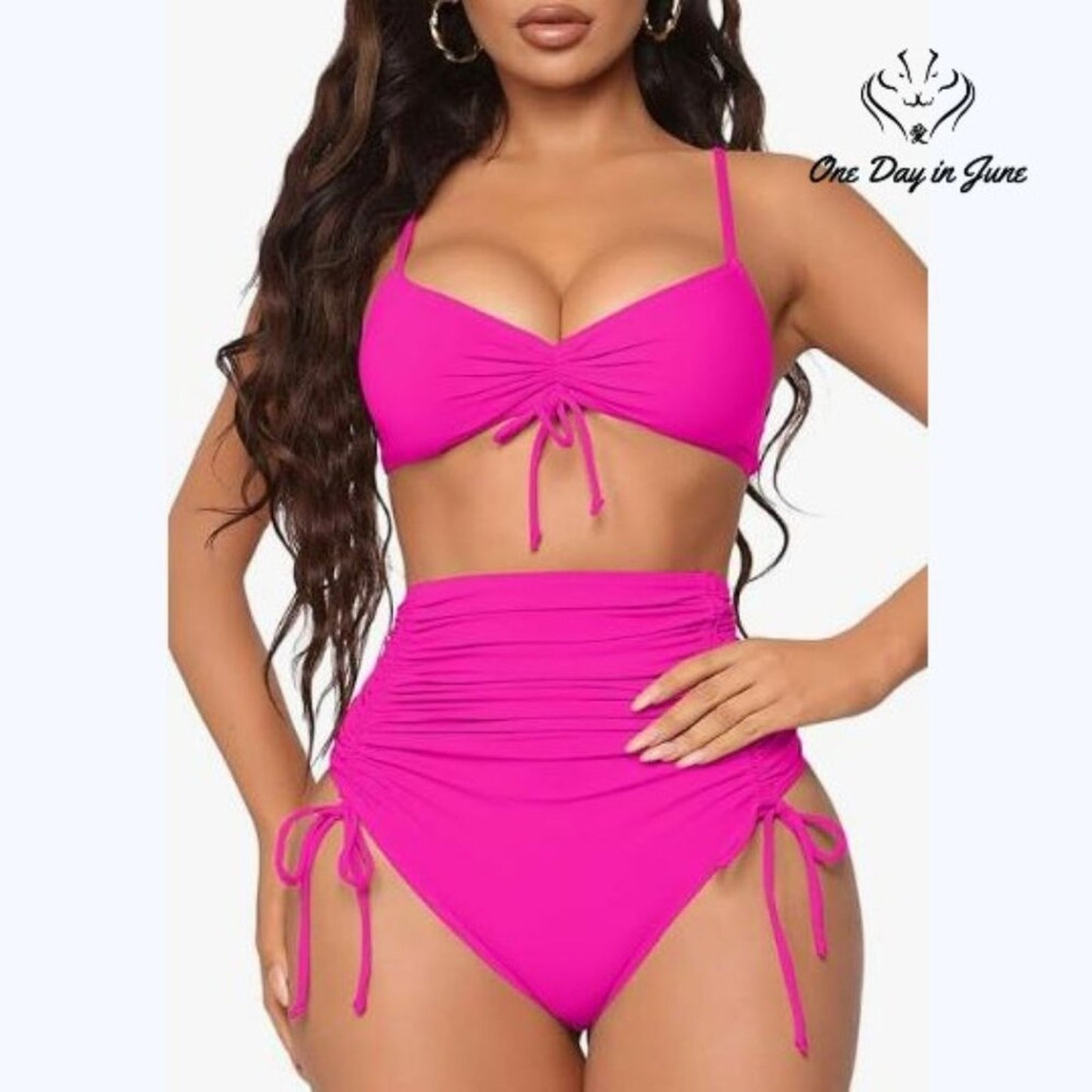 Meyeeka High Waist Ruched Bikini Swimsuit Size S