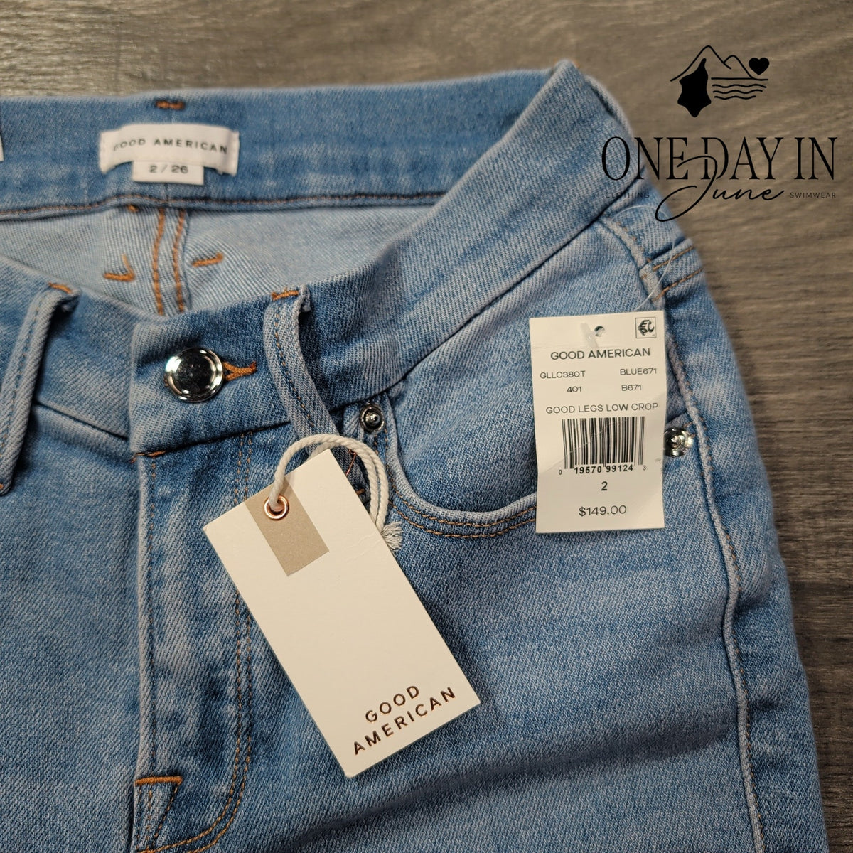 Good American Good Legs Low Crop Distressed Skinny Jeans NWT Size 2 (26)