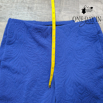 Chico's Petite Jacquard Slim Leg Pull On Pants Cobalt Blue NWT Size Chico's 00P
