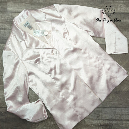 Chico's Soiree Shine Laraina Jacket Pink Metallic Blazer NWT Size 2 (12)