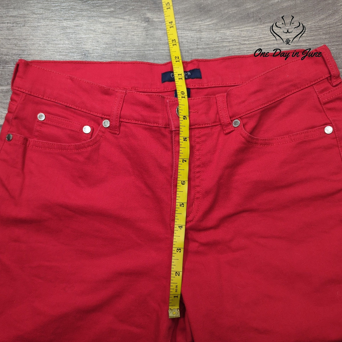 Chaps Cropped Jeans Red Pink Capri Pants Stretch Denim Size 6