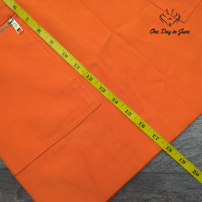 DKNY Orange Mini Skirt Gold Zip Pockets NWT Size 4