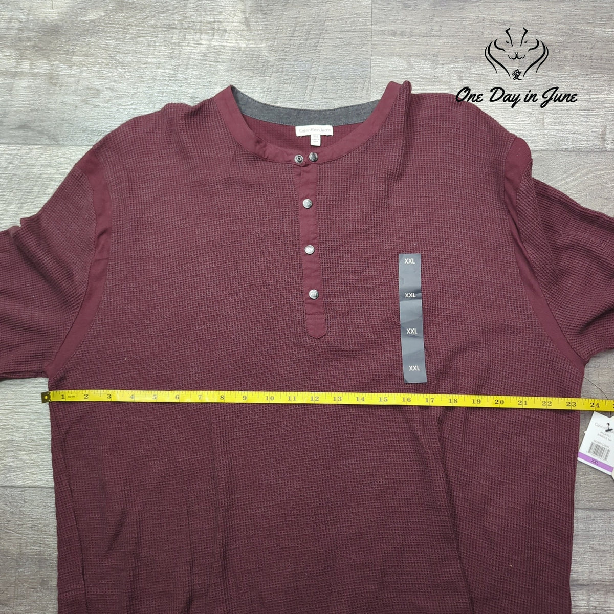 Calvin Klein Jeans Thermal Henley Shirt Burgundy Waffle Knit NWT Size XXL