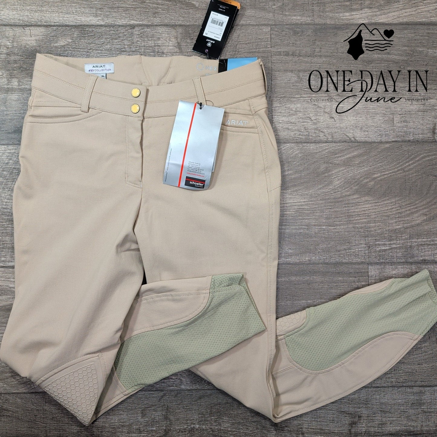 Ariat Olympia Pro Low Rise Breeches Tan Patch Equestrian Riding NWT Size 26L (2)