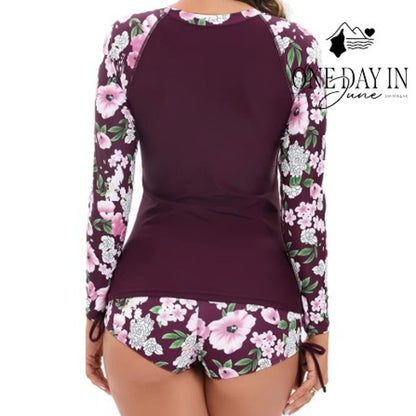 Adisputent Long Sleeve Rashguard Tankini Swimsuit Size L