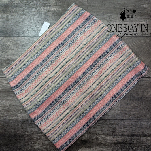 Loft Geometric Striped Jacquard Mini Skirt Pink Blue NWT $54.99 Size 16