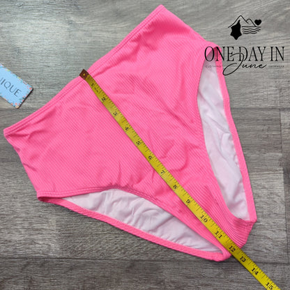 Yonique Ribbed Crop High Waist Bikini Swimsuit Size S