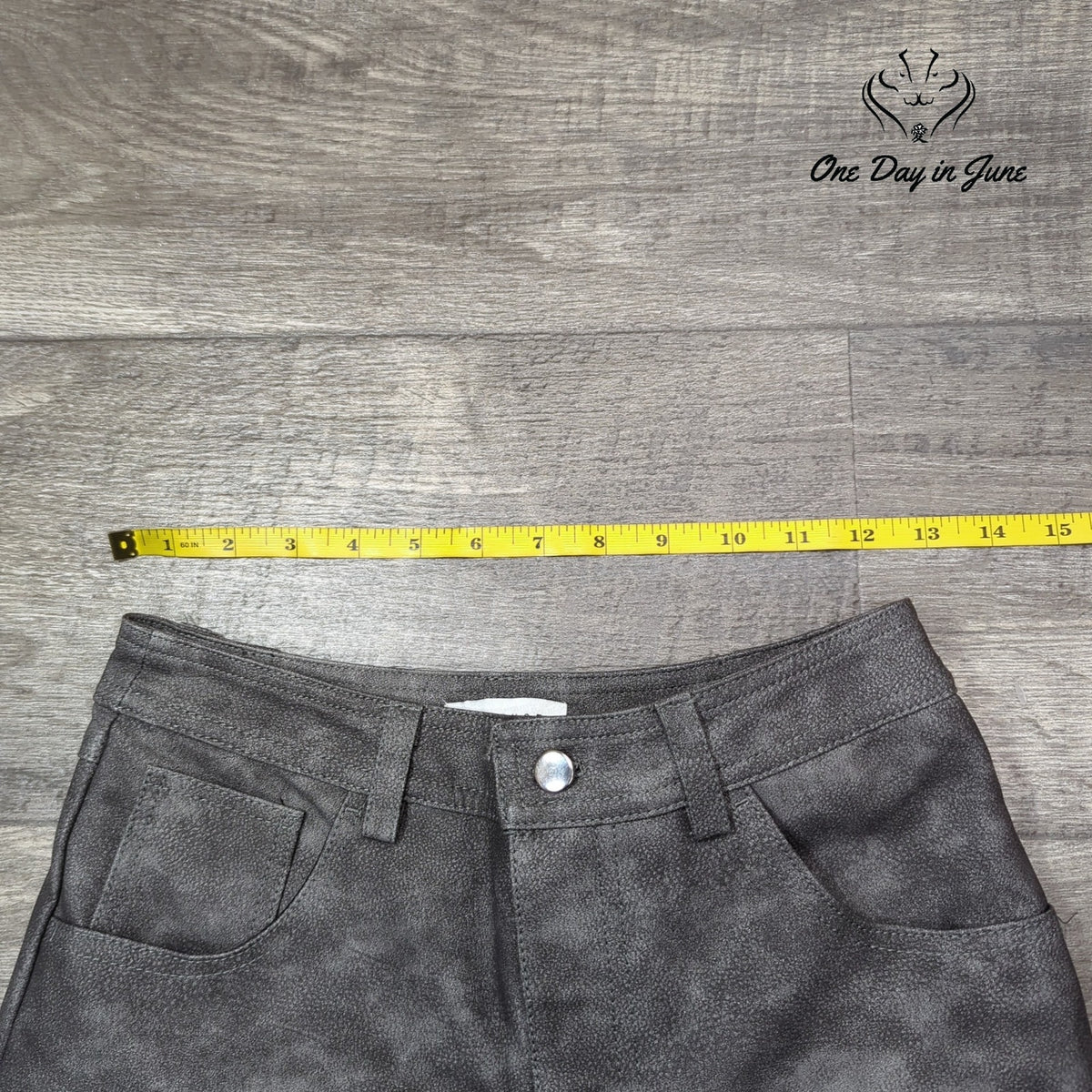 Topshop Faux Leather Straight Leg Pants Gray Washed High Rise Size 8