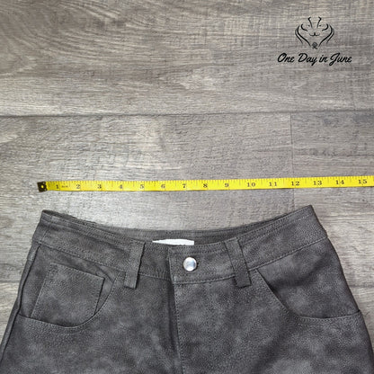 Topshop Faux Leather Straight Leg Pants Gray Washed High Rise Size 8