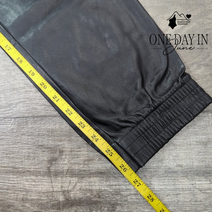 Tahari Faux Leather Drawstring Jogger Pants Size L