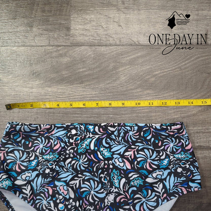 Yonique Blouson Tankini Swimsuit 2 Piece Turquoise Floral Bottoms NWT Size M