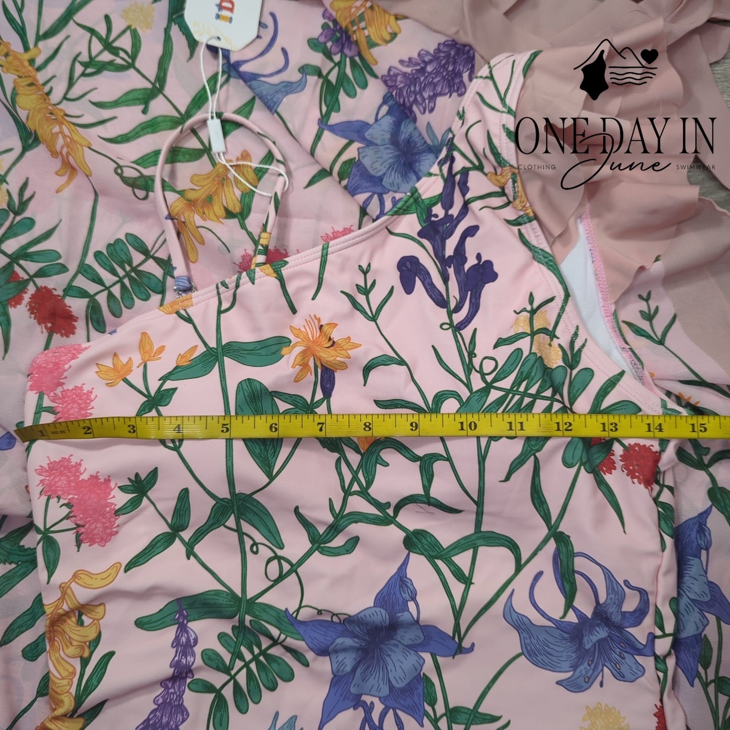 Idopip Ruffle One Shoulder One Piece Sarong Swimsuit Size M