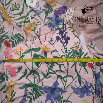 Idopip Ruffle One Shoulder One Piece Sarong Swimsuit Size M