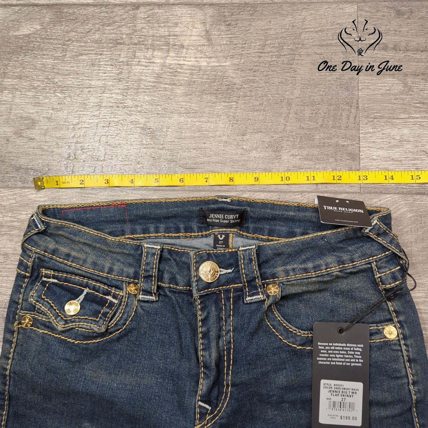 True Religion Jennie Curvy Mid Rise Super Skinny Jeans Size 27 (4)