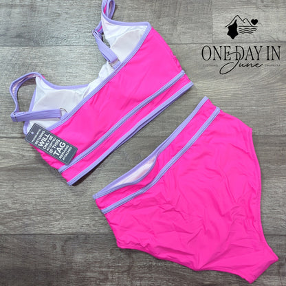 Blooming Jelly High Waist Crop Bikini Swimsuit Size M