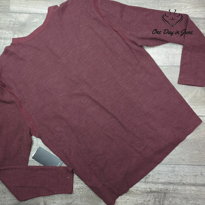 Calvin Klein Jeans Thermal Henley Shirt Burgundy Waffle Knit NWT Size XXL