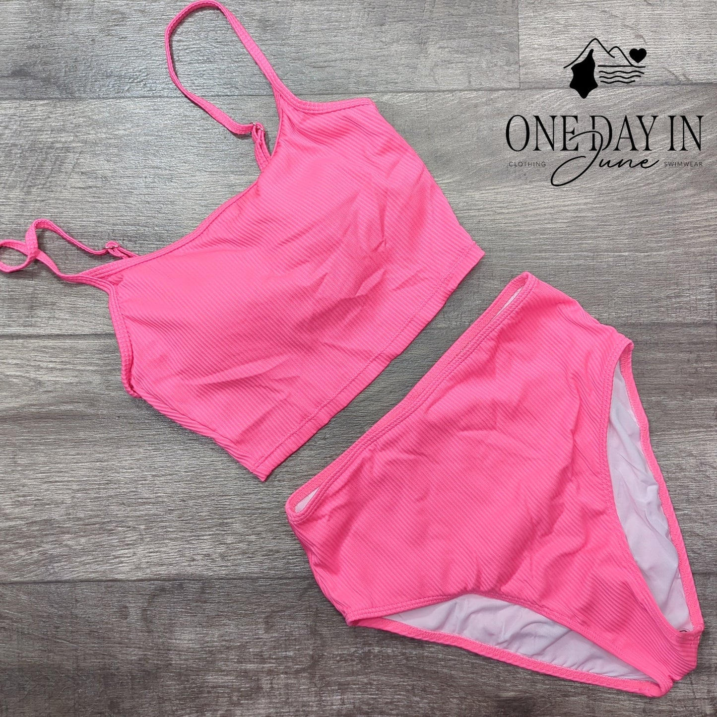 Yonique Ribbed Crop High Waist Bikini Swimsuit Size S