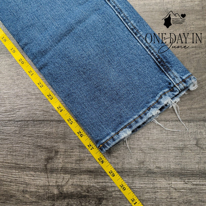 Good American Good Curve Straight Jeans Indigo338 Distressed NWT Size 00