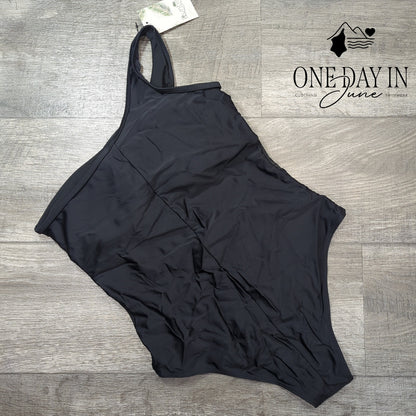 Runtlly One Shoulder Mesh Cut Out One Piece Swimsuit Size L