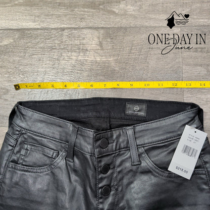 AG Adriano Goldschmied Coated Straight Leg Jeans Black NWT $215 Size 4 (27)