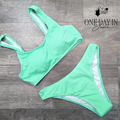 CharmLeaks Smocked Crop Bikini Swimsuit Size M