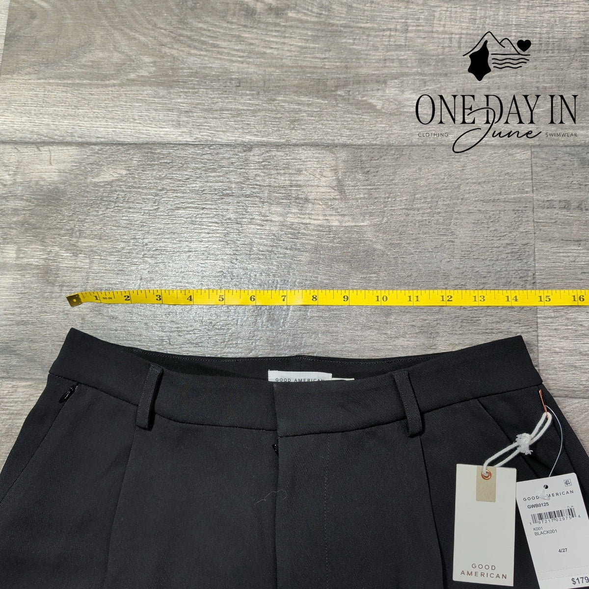 Good American Luxe Suiting Column Trouser Black Wide Leg Pants NWT Size 4 (27)