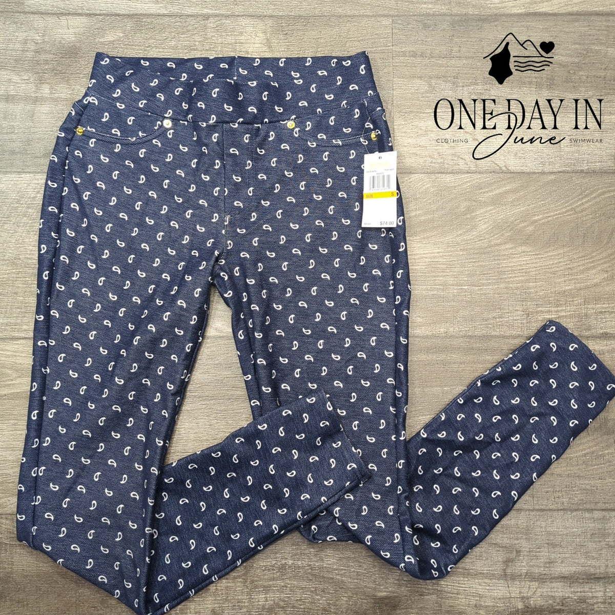 Michael Kors Pull On Ankle Pants True Navy Paisley Print NWT Size S