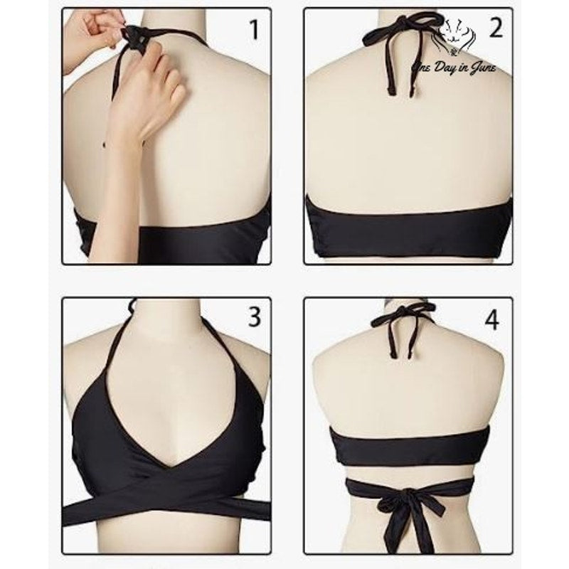 Holipick Strappy Halter Wrap Bikini Swimsuit Size L