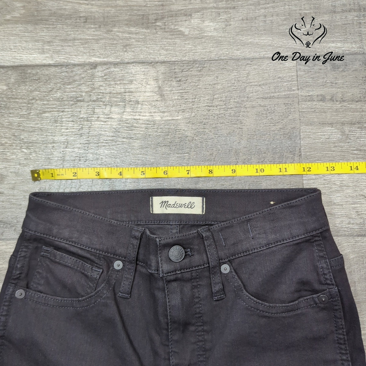 Madewell High Rise Skinny Jeans Black Stretch Denim Dark Wash Size 25 (2)