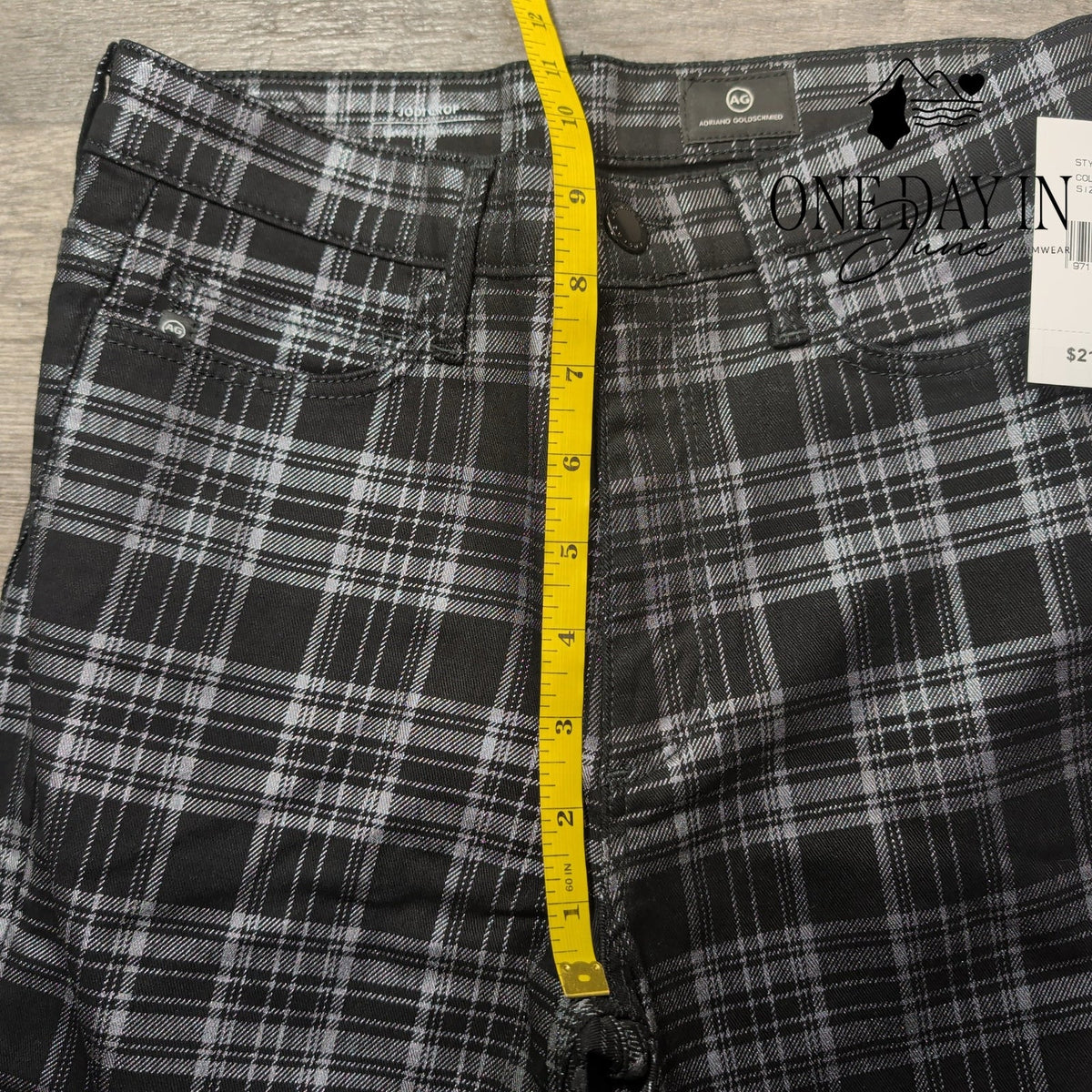 AG Adriano Goldschmied Jodi Crop High Rise Slim Flare Plaid Jeans NWT Size 2