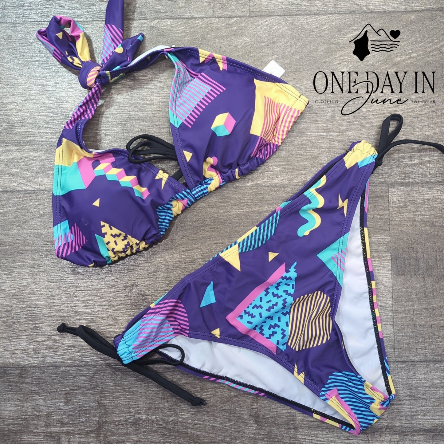 Aleumdr Halter Tie Side Bikini Swimsuit Size M