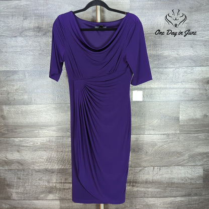 Connected Apparel Ruched Cowl Neck Sheath Dress Eggplant Purple NWT Size 6