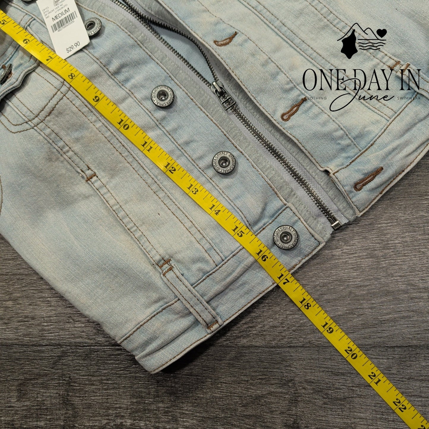Wet Seal Hooded Denim Vest Light Wash Distressed Y2K NWT Size M