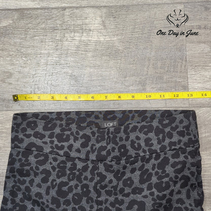 Loft Leopard Print Ankle Leggings Black Gray Size XS