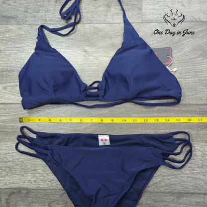 Shekini Halter Cut Out Strappy Bikini Swimsuit Size M