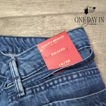 Lucky Brand Palazo Liquid Denim Wide Leg Jeans Size 14